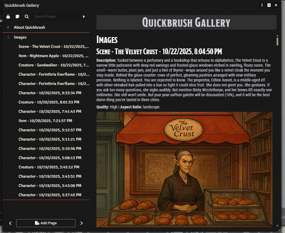 Generated bakery scene with NPC